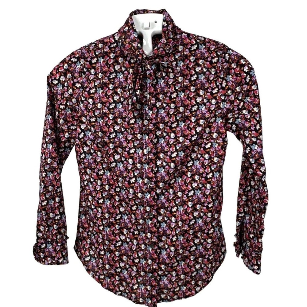 Liberty Art Fabrics for J. Crew Button Down Blouse Neck Tie Sz 0/Small Floral